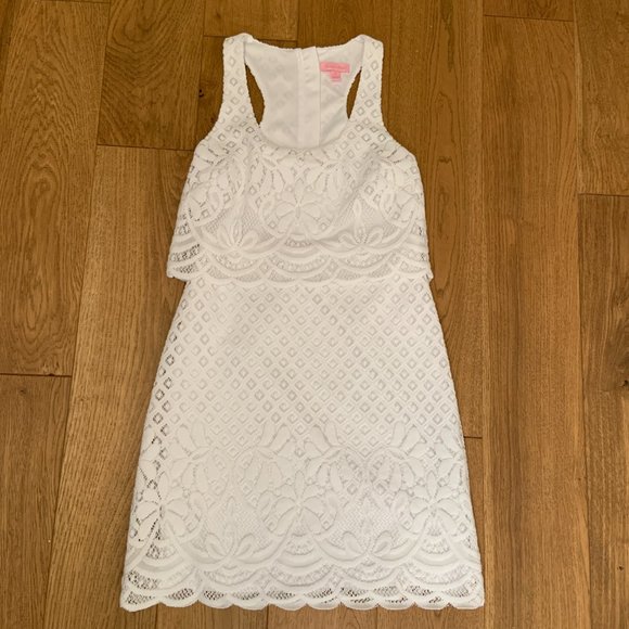 Lilly Pulitzer Stelle Resort White Paradise Island Lace Overlay Dress Size XS - Picture 14 of 16